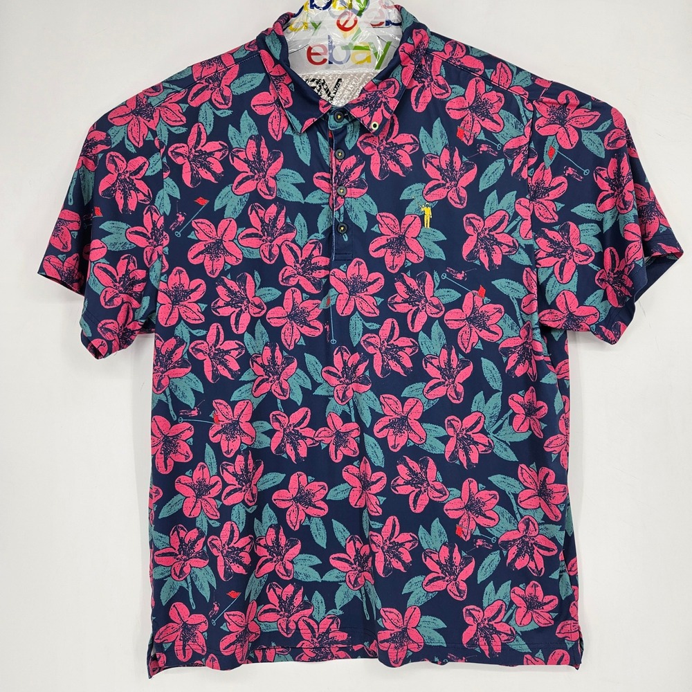 William Murray Polo Shirt Mens XL Remastered Floral AOP Golf Casual Preppy